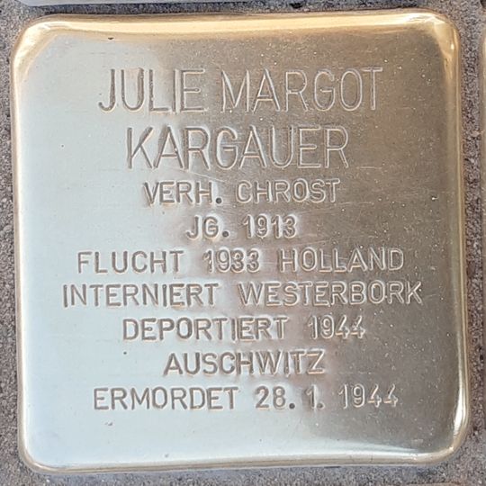 Stolperstein dedicated to Julie Margot Kargauer