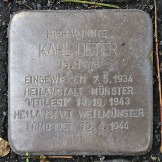Stolperstein en memoria de Karl Deter