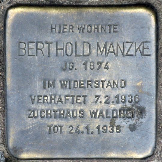 Stolperstein en memoria de Berthold Manzke