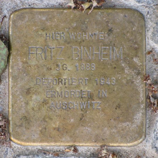 Stolperstein dedicated to Fritz Binheim