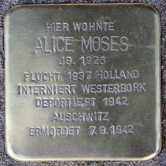 Stolperstein dedicated to Alice Moses