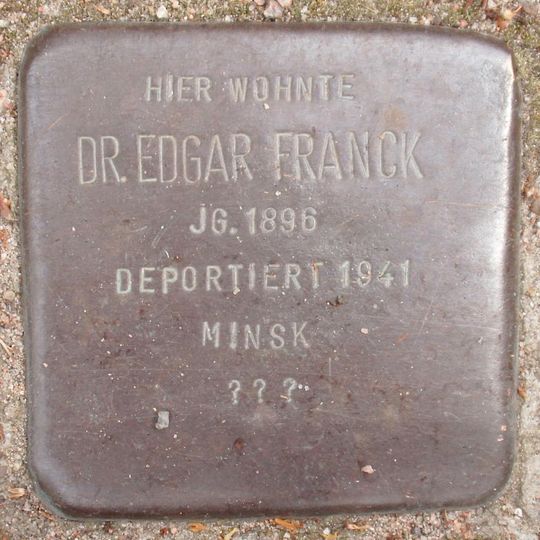 Stolperstein dedicated to Edgar Franck