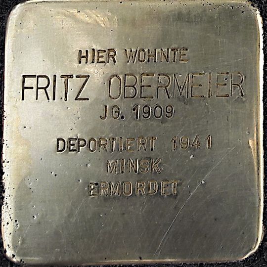 Stolperstein dedicated to Fritz Obermeier