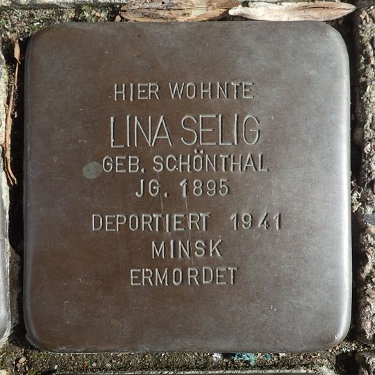 Stolperstein dedicated to Lina Selig