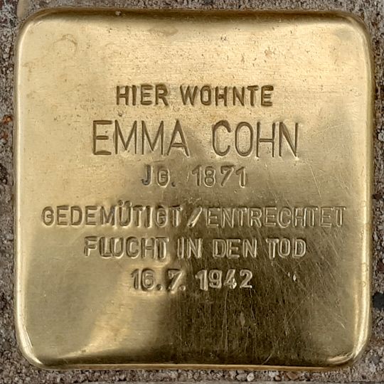 Stolperstein dedicated to Emma Cohn