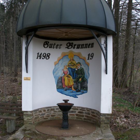 Sachgesamtheit Bad Guter Brunnen mit folgenden Einzeldenkmalen: Freiluftgebäude und Brunnen sowie Gelände des ehemaligen Kurbades und Teich als Sachgesamtheitsteile Hartensteiner Straße -