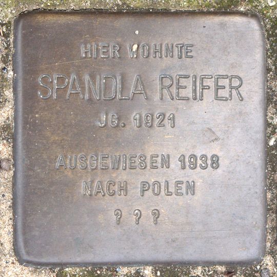 Stolperstein dedicated to Spandla Reifer