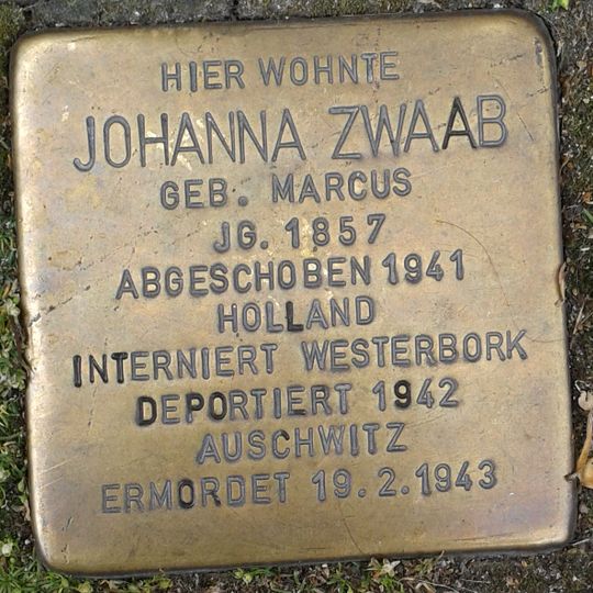 Stolperstein en memoria de Johanna Zwaab