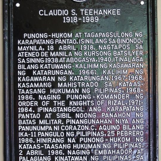 Claudio S. Teehankee historical marker