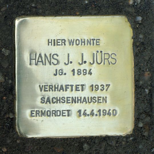 Stolperstein em memória de Hans J. J. Jürs