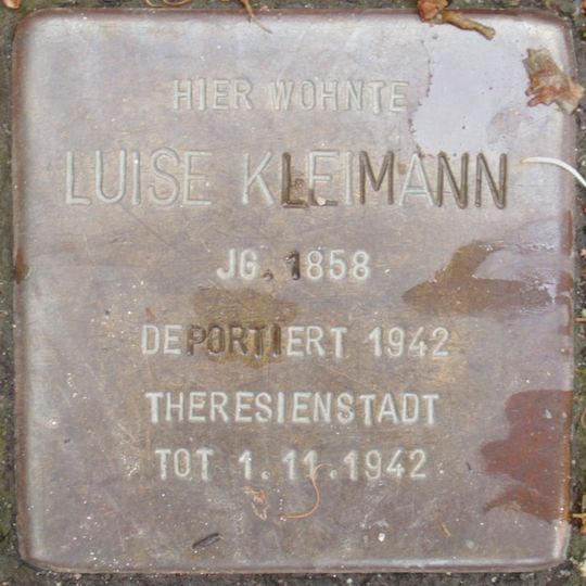 Stolperstein dedicated to Luise Kleimann