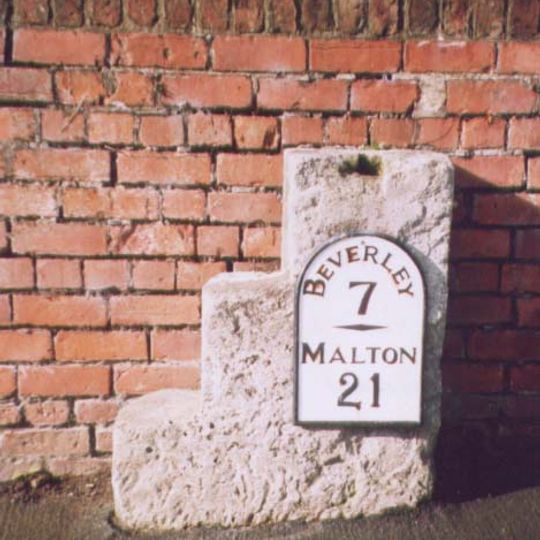 Milestone, Lund, 15 North Road, almost opp church