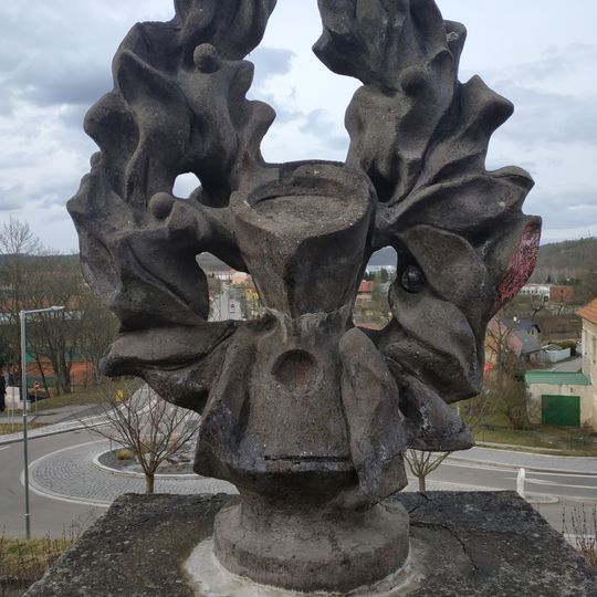 Sculpture before hotel in Týnec nad Sázavou