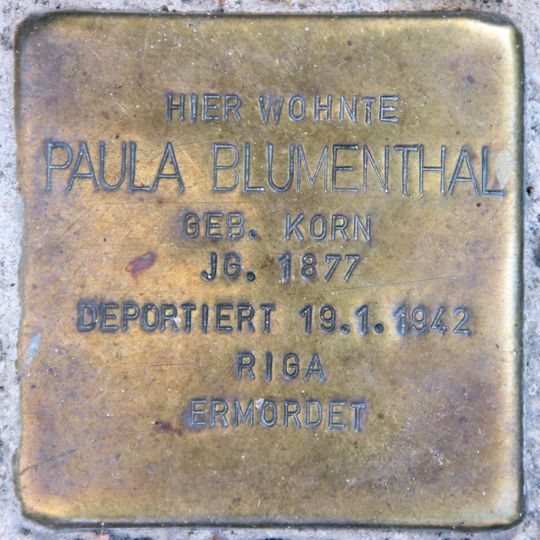 Stolperstein dedicated to Paula Blumenthal