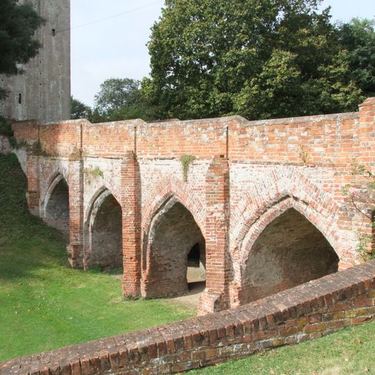 Hedingham Castle, Bridge Spanning Dry Moat Between Inner And Outer Baileys And Including Attached Retaining Wall To North West