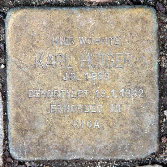 Stolperstein dedicated to Karl Hutger