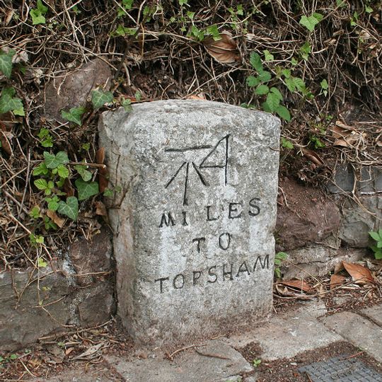 Milestone, between Old Pinn Lane, Pinhoe and level crossing, nr bus stop