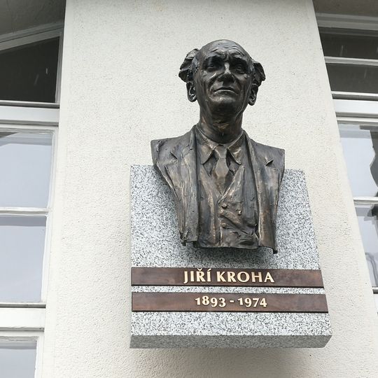 Pamětní deska s bustou Jiřího Krohy