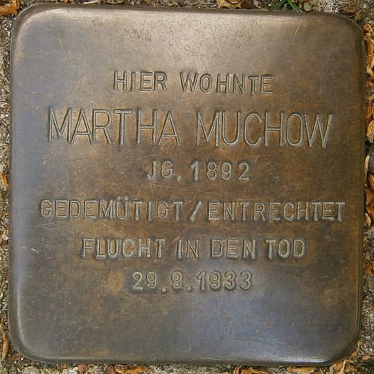 Stolperstein dedicated to Martha Muchow