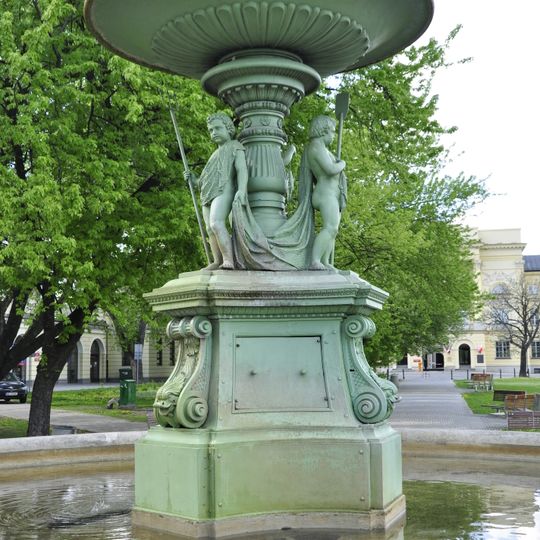 Fountain at Batalionu AK Wigry Square in Warsaw