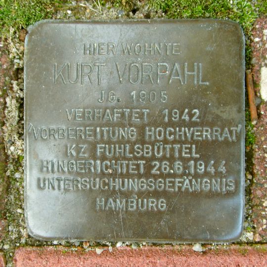 Stolperstein en memoria de Kurt Vorpahl