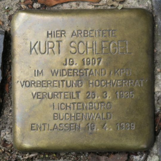 Stolperstein en memoria de Kurt Schlegel