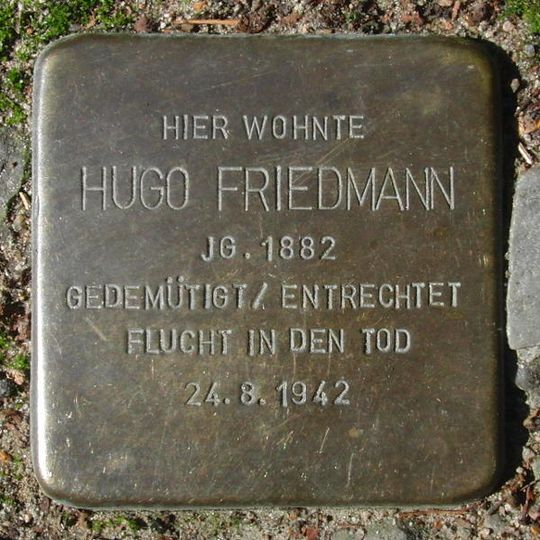 Stolperstein dedicated to Hugo Friedmann