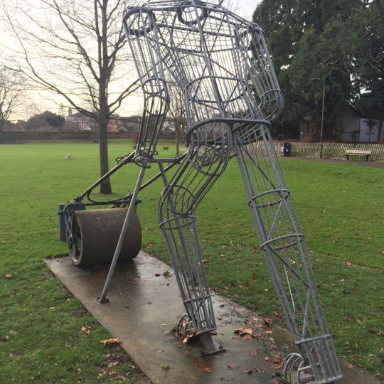 Lawn mowing sculpture