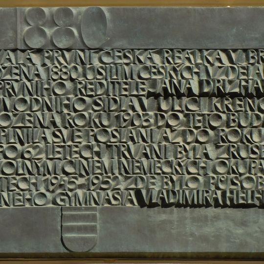 Pamětní deska první české reálky v Brně