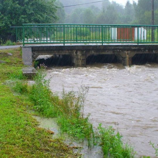Most přes Jiříkovský potok ve Starém Jiříkově u čp. 72