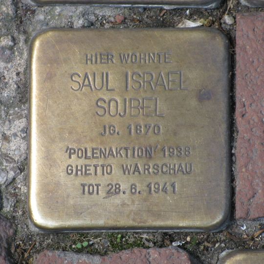 Stolperstein en memoria de Saul Israel Sojbel