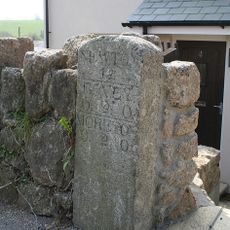 Milestone, Station Road, by No. 4, The Sidings, opp Bowring Mead