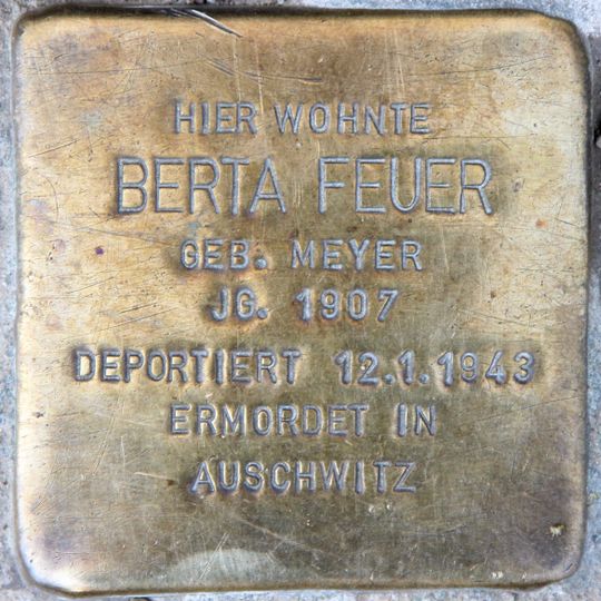 Stolperstein dedicated to Berta Feuer