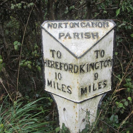 Milepost, Norton Canon; opp.  church turn