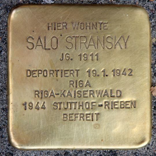 Stolperstein dedicated to Salo Stransky