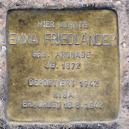 Stolperstein dedicated to Emma Friedländer