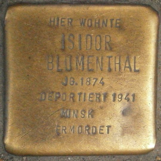 Stolperstein dedicated to Isidor Blumenthal
