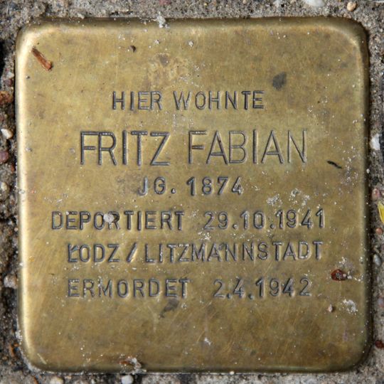 Stolperstein dedicated to Fritz Fabian