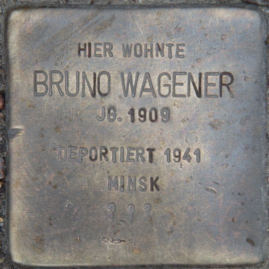 Stolperstein dedicated to Bruno Wagener