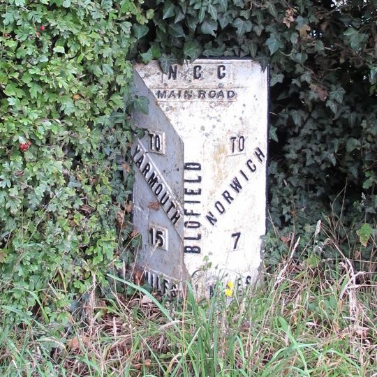 Milepost, Yarmouth Rd, by No. 133 , opp. garden centre