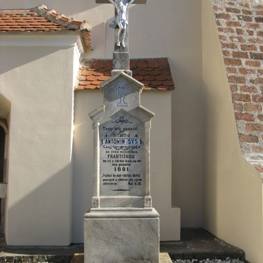 Wayside cross in Brno-Žebětín near the church