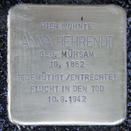 Stolperstein dedicated to Anna Behrendt