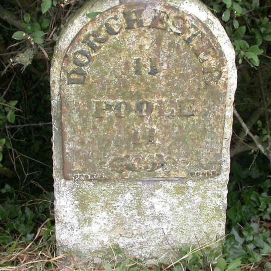 Milestone, Half way up the hill leaving Bere Regis;  110m W quarry entrance