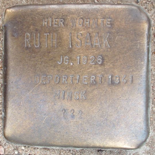 Stolperstein en memoria de Ruth Isaak