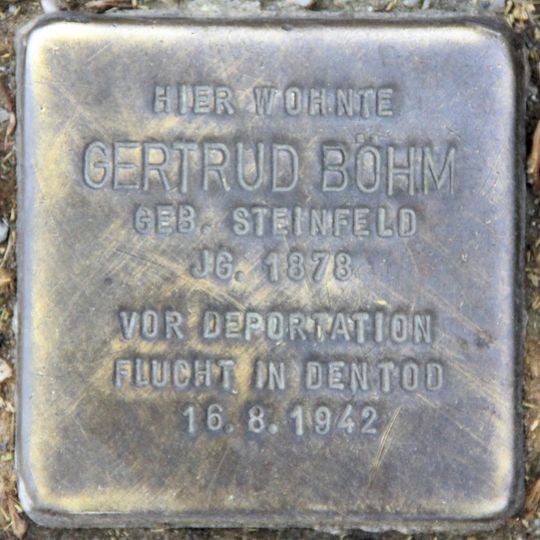 Stolperstein dedicated to Gertrud Böhm