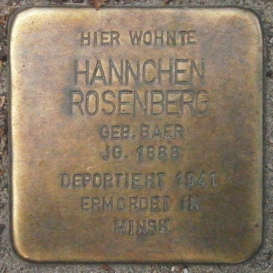 Stolperstein dedicated to Hannchen Rosenberg