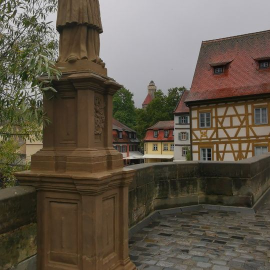 Brückenfigur Obere Brücke; Regnitz in Bamberg