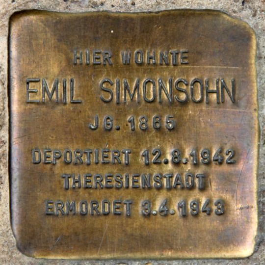 Stolperstein dedicated to Emil Simonsohn