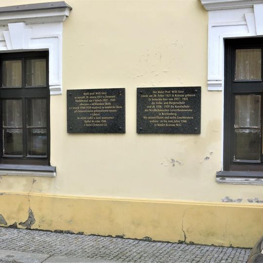 Pamětní deska Williho Sitte na muzeu v Chrastavě