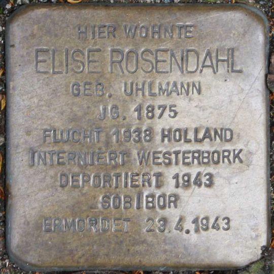 Stolperstein dedicated to Elise Rosendahl